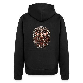 Adler Haida Indianer Symbol Vogel Tier Totem Falke - Unisex Premium Bio Zip Hoodie - Schwarz - Hinten - Nico (187cm)