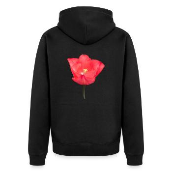 Red tulip flower - Unisex Premium Organic Zip Hoodie - black - Back - Nico (187cm)