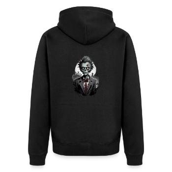 ZOMBIE im Kostüm 9 - Unisex Premium Bio Zip Hoodie - Schwarz - Hinten - Nico (187cm)