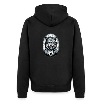 WERWOLF Teenager 8 - Unisex Premium Bio Zip Hoodie - Schwarz - Hinten - Nico (187cm)
