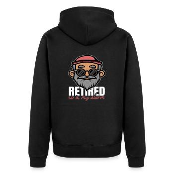 Retraité, mon alarme l’est aussi - Veste à capuche bio Premium Unisexe - noir - Dos - Nico (187cm)