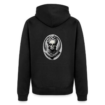 Porträt einer Mumie 7 - Unisex Premium Bio Zip Hoodie - Schwarz - Hinten - Nico (187cm)