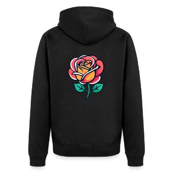 Rose - Unisex Premium Bio Zip Hoodie - Schwarz - Hinten - Nico (187cm)