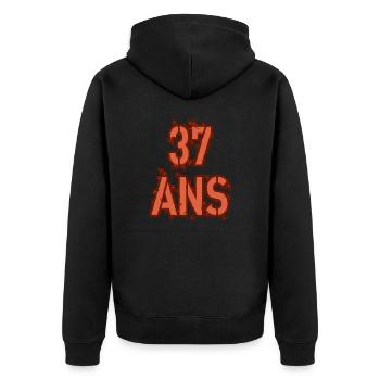 37 ANS - Veste à capuche bio Premium Unisexe - noir - Dos - Nico (187cm)