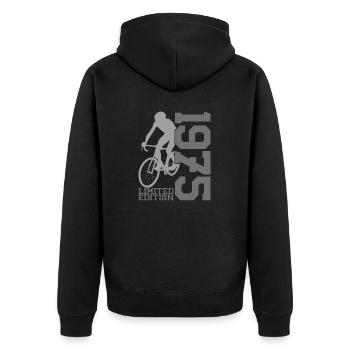 1975 Limited Edition - Bike Era - idée cadeau - Veste à capuche bio Premium Unisexe - noir - Dos - Nico (187cm)