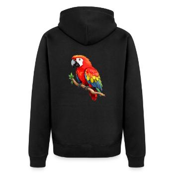 Colorful Parrot Macaw - Unisex Premium Organic Zip Hoodie - black - Back - Nico (187cm)