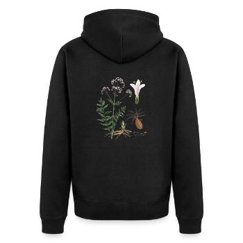 Baldrian (Valeriana officinalis) - Unisex Premium Bio Zip Hoodie - Schwarz - Hinten - Nico (187cm)