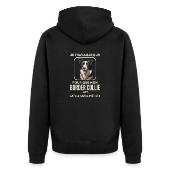 Chien de race border collie 6 - Veste à capuche bio Premium Unisexe - noir - Dos - Nico (187cm)