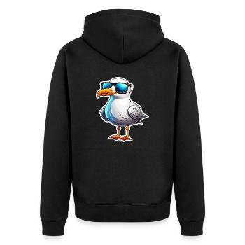 Mouette / Animal / Port / Oiseau / Mer / Eau - Veste à capuche bio Premium Unisexe - noir - Dos - Nico (187cm)