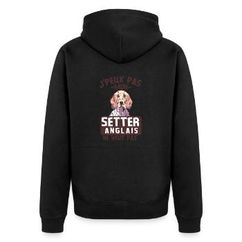Setter anglais chien mignon - Veste à capuche bio Premium Unisexe - noir - Dos - Nico (187cm)
