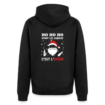Père Noel avant les cadeaux c est l apéro 2 - Veste à capuche bio Premium Unisexe - noir - Dos - Nico (187cm)