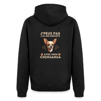 chien doux chihuahua 2 - Veste à capuche bio Premium Unisexe - noir - Dos - Nico (187cm)