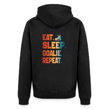 Eat Sleep Goalie Repeat Hockey Lover gift - Veste à capuche bio Premium Unisexe - noir - Dos - Nico (187cm)