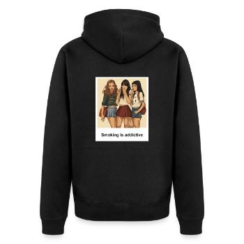 smoking - Unisex Premium Organic Zip Hoodie - black - Back - Nico (187cm)