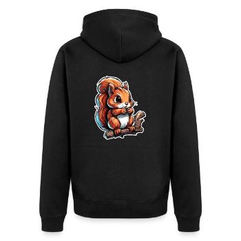 Squirrel / Animal / Rodent / Forest Animal / Comic - Unisex Premium Organic Zip Hoodie - black - Back - Nico (187cm)