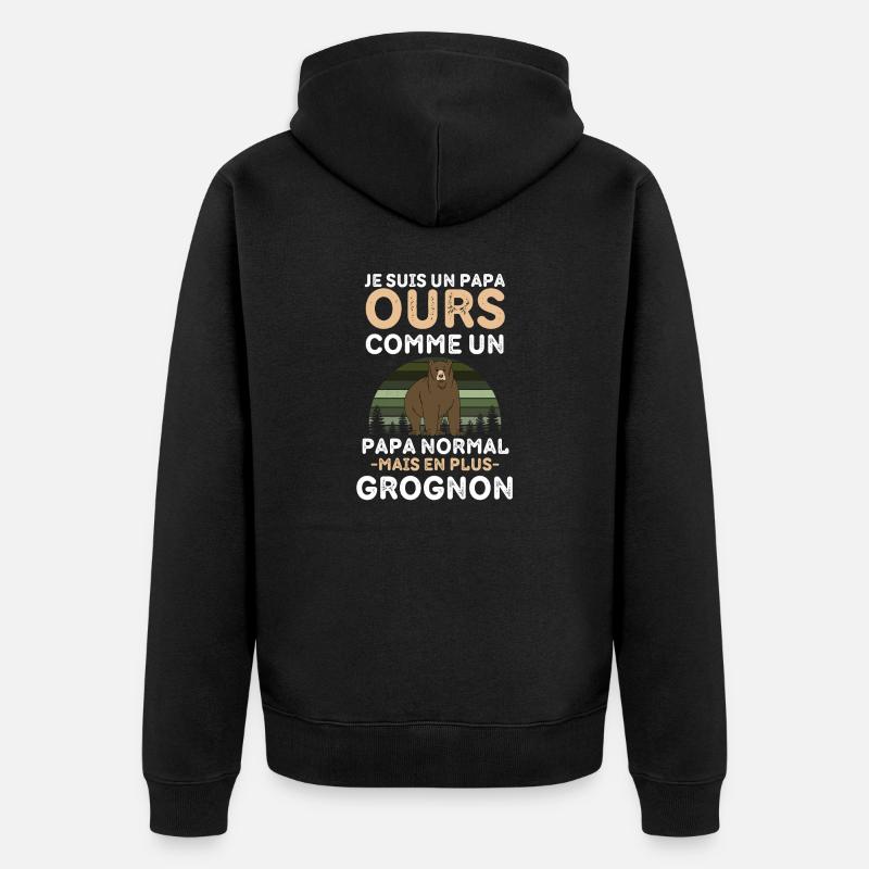 Papa Ours Papa Grognon - Veste à capuche bio Premium Unisexe - noir
