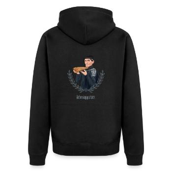 Rieser Grantler // Illustration - Unisex Premium Bio Zip Hoodie - Schwarz - Hinten - Nico (187cm)