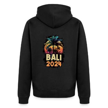 Bali 2024 Urlaub Spruch - Unisex Premium Bio Zip Hoodie - Schwarz - Hinten - Nico (187cm)