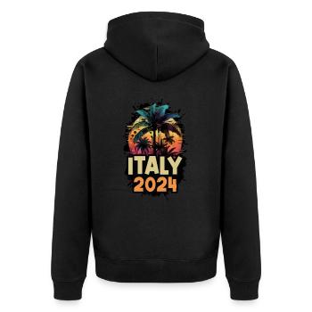 Italien 2024 Urlaub Spruch - Unisex Premium Bio Zip Hoodie - Schwarz - Hinten - Nico (187cm)