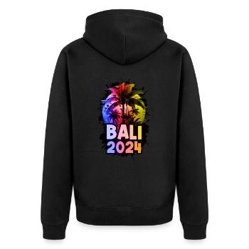 Bali 2024 Urlaub Bunt - Unisex Premium Bio Zip Hoodie - Schwarz - Hinten - Nico (187cm)