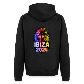 Ibiza 2024 Colorful Holidays - Unisex Premium Organic Zip Hoodie - black - Back - Nico (187cm)