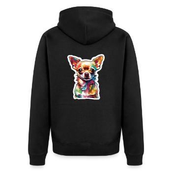 Chihuahua / kleiner Hund / Tier / winzig / Rasse - Unisex Premium Bio Zip Hoodie - Schwarz - Hinten - Nico (187cm)