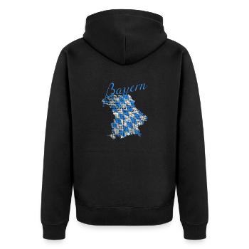 Bayern - Unisex Premium Bio Zip Hoodie - Schwarz - Hinten - Nico (187cm)
