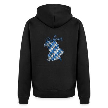 Dahoam, Bayern, Oberbayern - Unisex Premium Bio Zip Hoodie - Schwarz - Hinten - Nico (187cm)
