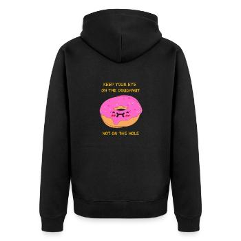 Keep Your Eye On The Doughnut . Patisserie - Unisex Premium Organic Zip Hoodie - black - Back - Nico (187cm)