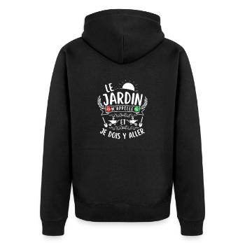 Humour jardinage jardin jardiner jardinière - Veste à capuche bio Premium Unisexe - noir - Dos - Nico (187cm)