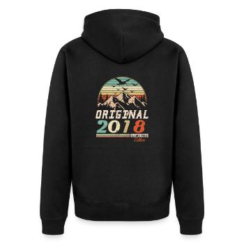 2018 Vintage Retro Birthday Vintage Gift - Unisex Premium Organic Zip Hoodie - black - Back - Nico (187cm)