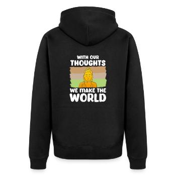 Buddha Monk Namaste Buddhism I Gift - Unisex Premium Organic Zip Hoodie - black - Back - Nico (187cm)