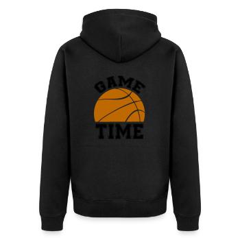 Basketball Game Time - Unisex Premium Organic Zip Hoodie - black - Back - Nico (187cm)