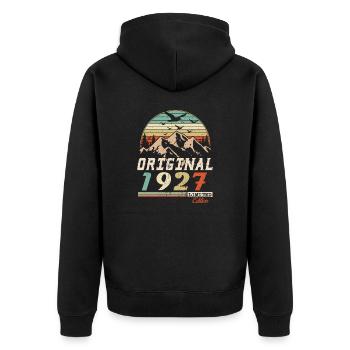 1927 Vintage Retro Birthday Vintage Gift - Unisex Premium Organic Zip Hoodie - black - Back - Nico (187cm)