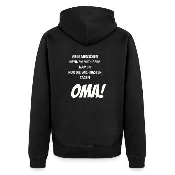 Die wichtigsten sagen Oma I Enkelkinder Geschenk - Unisex Premium Bio Zip Hoodie - Schwarz - Hinten - Nico (187cm)