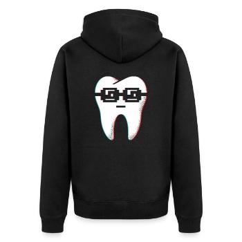 Sunglasses Tooth with Style - Funny Gift! - Unisex Premium Organic Zip Hoodie - black - Back - Nico (187cm)