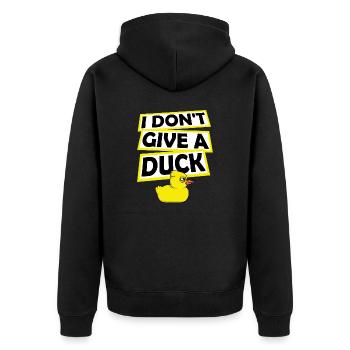 Lustig Ich gebe keine Ente Gummienten Sarkasmus - Unisex Premium Bio Zip Hoodie - Schwarz - Hinten - Nico (187cm)