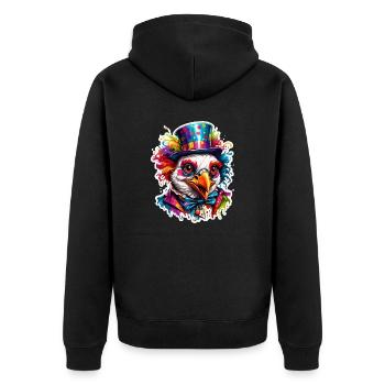 Clown Animal / Cirque / Drôle / Coloré / Spectacle / Poule - Veste à capuche bio Premium Unisexe - noir - Dos - Nico (187cm)