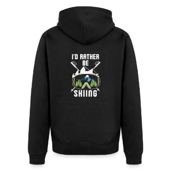 I'd rather be skiing 3 - Unisex Premium Organic Zip Hoodie - black - Back - Nico (187cm)