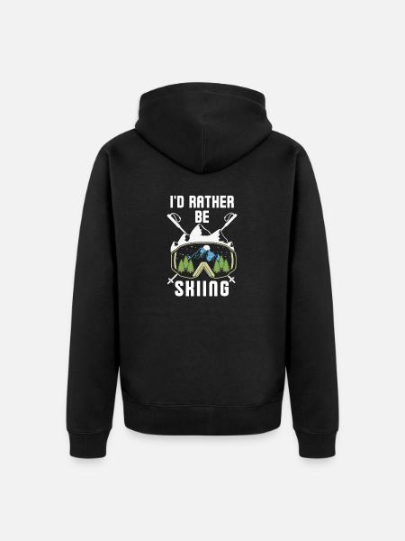 I'd rather be skiing 3 - Unisex Premium Organic Zip Hoodie - black