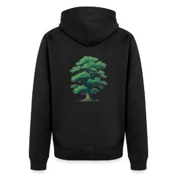 Tree - Unisex Premium Organic Zip Hoodie - black - Back - Nico (187cm)