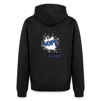 Nope - Unisex Premium Bio Zip Hoodie - Schwarz - Hinten - Nico (187cm)