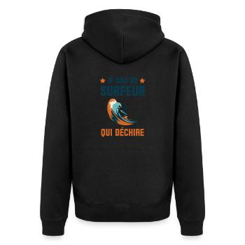 Je suis un surfeur qui déchire 1 - Veste à capuche bio Premium Unisexe - noir - Dos - Nico (187cm)