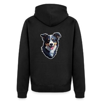 Border Collie - Unisex Premium Bio Zip Hoodie - Schwarz - Hinten - Nico (187cm)