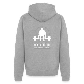 Powerlifting Deadlift - Rise to The Challenge - Unisex Premium Organic Zip Hoodie - heather grey - Back - Nico (187cm)