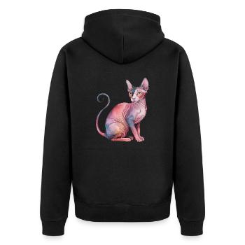 Chat Sphynx pour les amoureux des chats - Veste à capuche bio Premium Unisexe - noir - Dos - Nico (187cm)