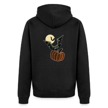 Origami pumpkin and bats under the moonlight - Unisex Premium Organic Zip Hoodie - black - Back - Nico (187cm)