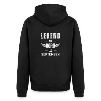 legend are born in September - Unisex Premium Organic Zip Hoodie - black - Back - Nico (187cm)