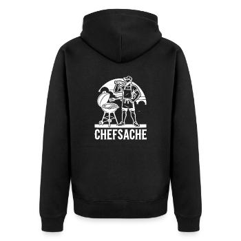 Grillen - Unisex Premium Bio Zip Hoodie - Schwarz - Hinten - Nico (187cm)