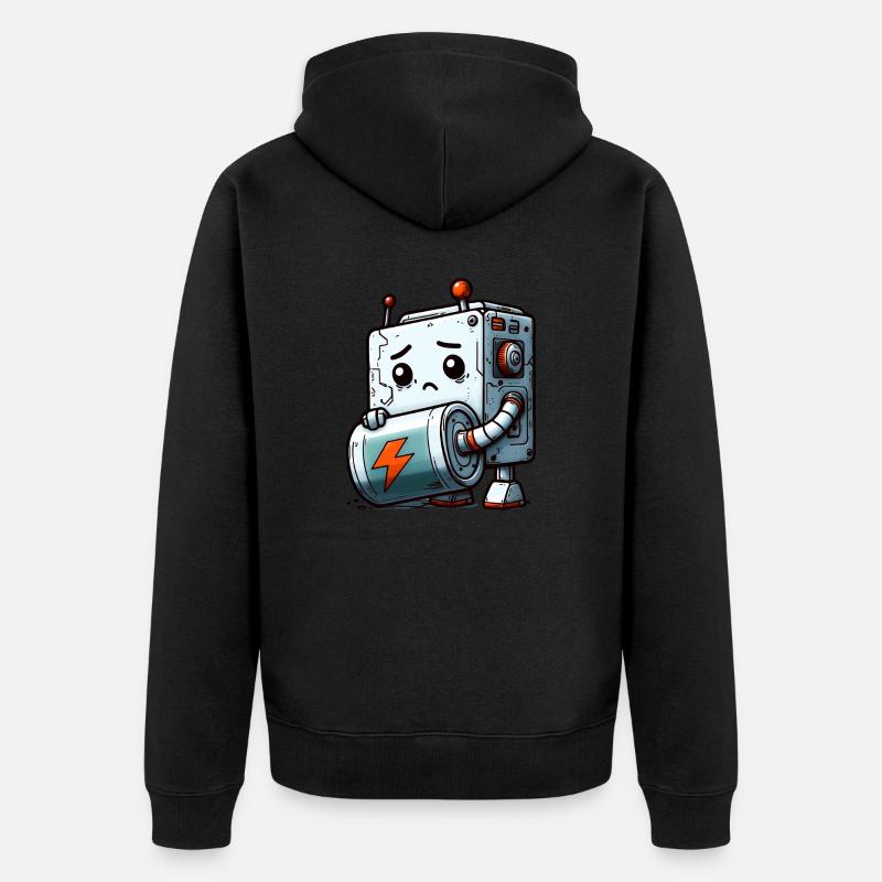 Pile Déchargée Pour Bot Robot - Veste à capuche bio Premium Unisexe - noir